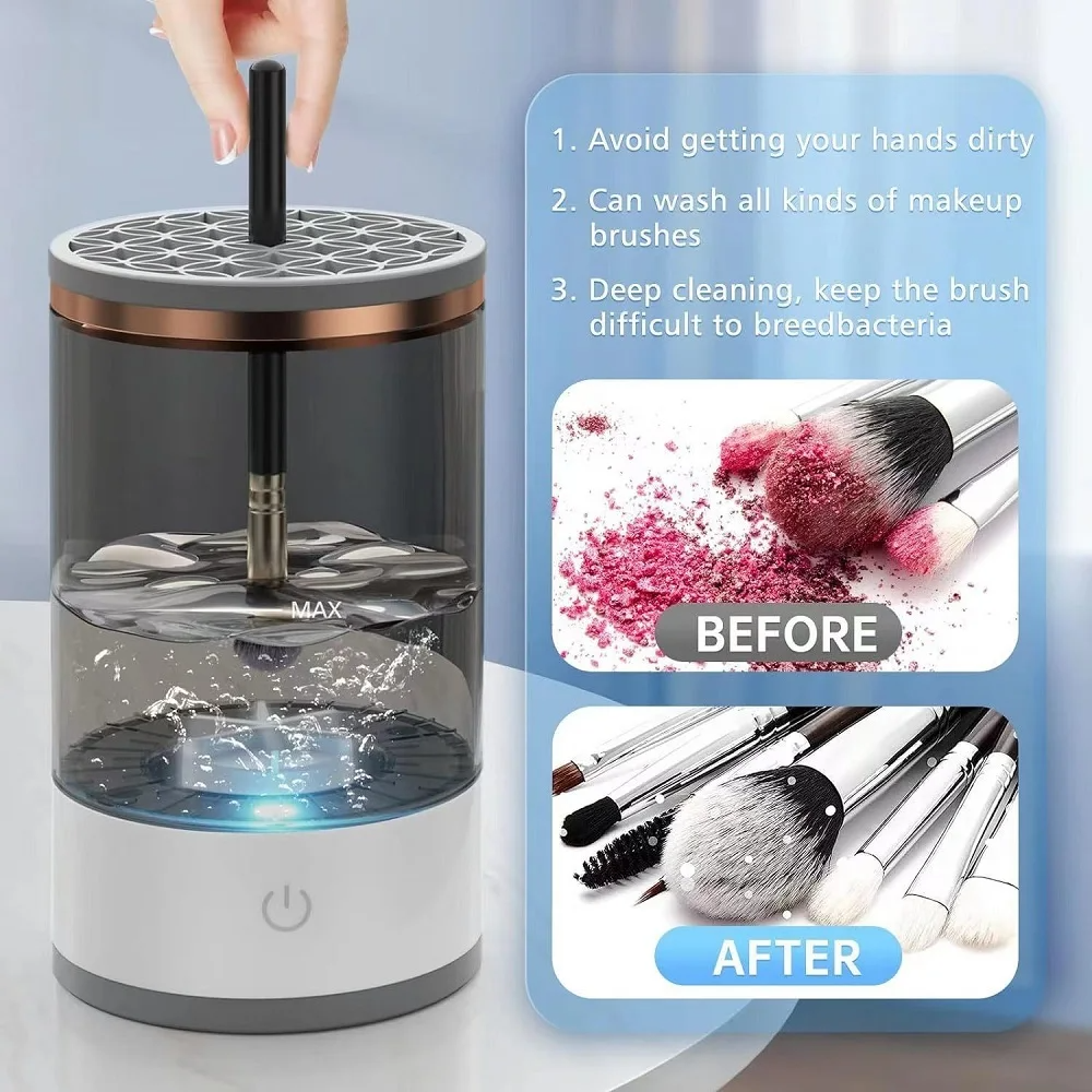 Limpiador de Brochas Automático Eléctrico, Máquina de Limpieza de Brochas de Maquillaje de Secado Rápido