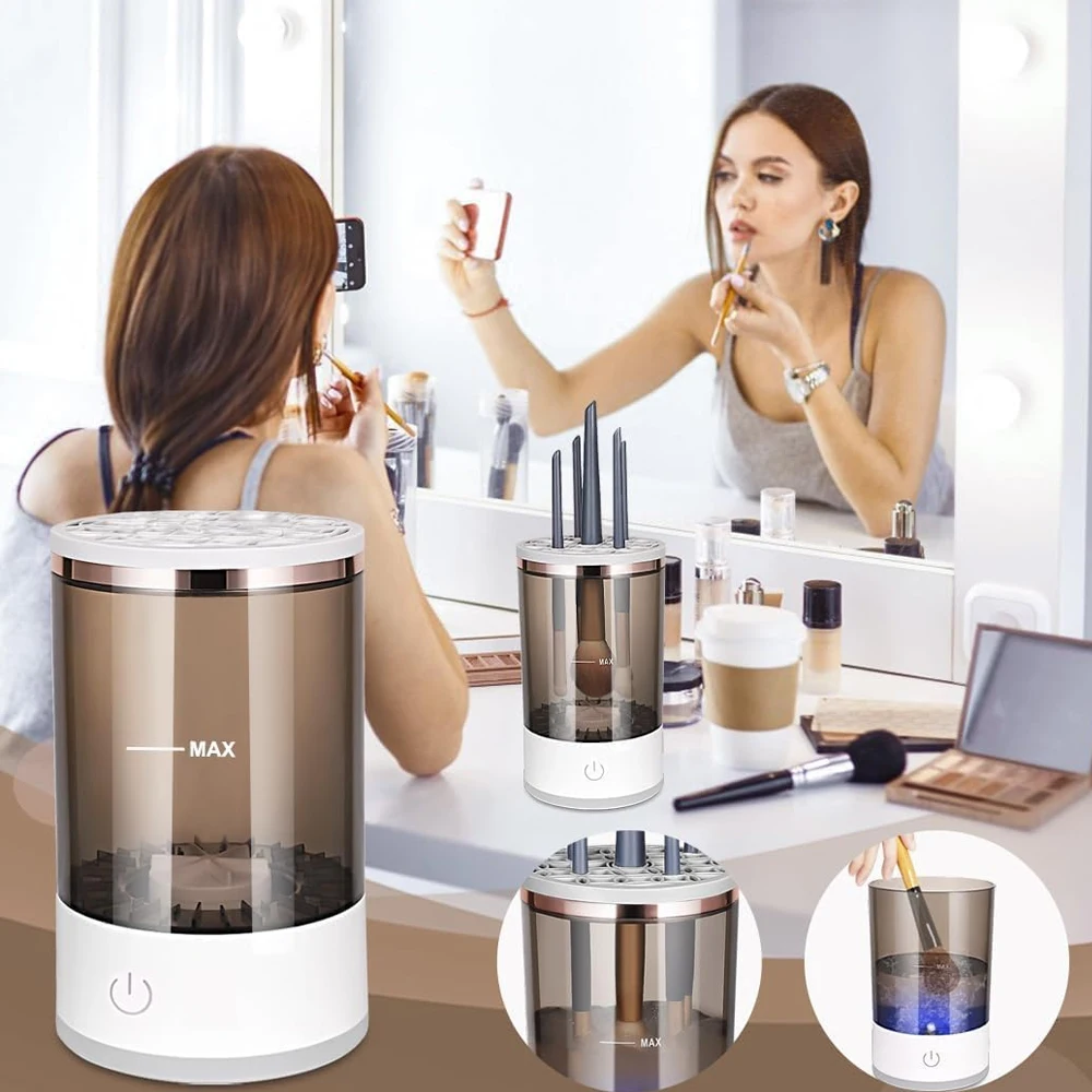 Limpiador de Brochas Automático Eléctrico, Máquina de Limpieza de Brochas de Maquillaje de Secado Rápido