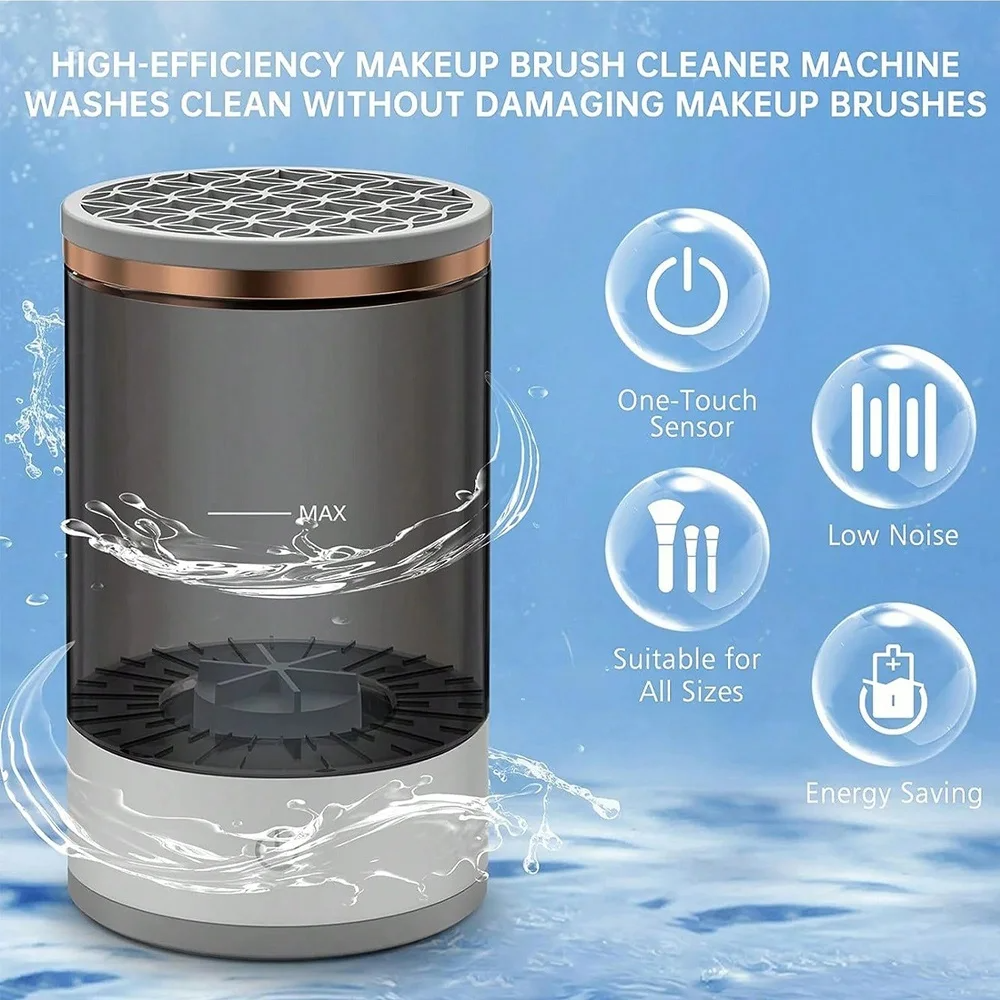 Limpiador de Brochas Automático Eléctrico, Máquina de Limpieza de Brochas de Maquillaje de Secado Rápido