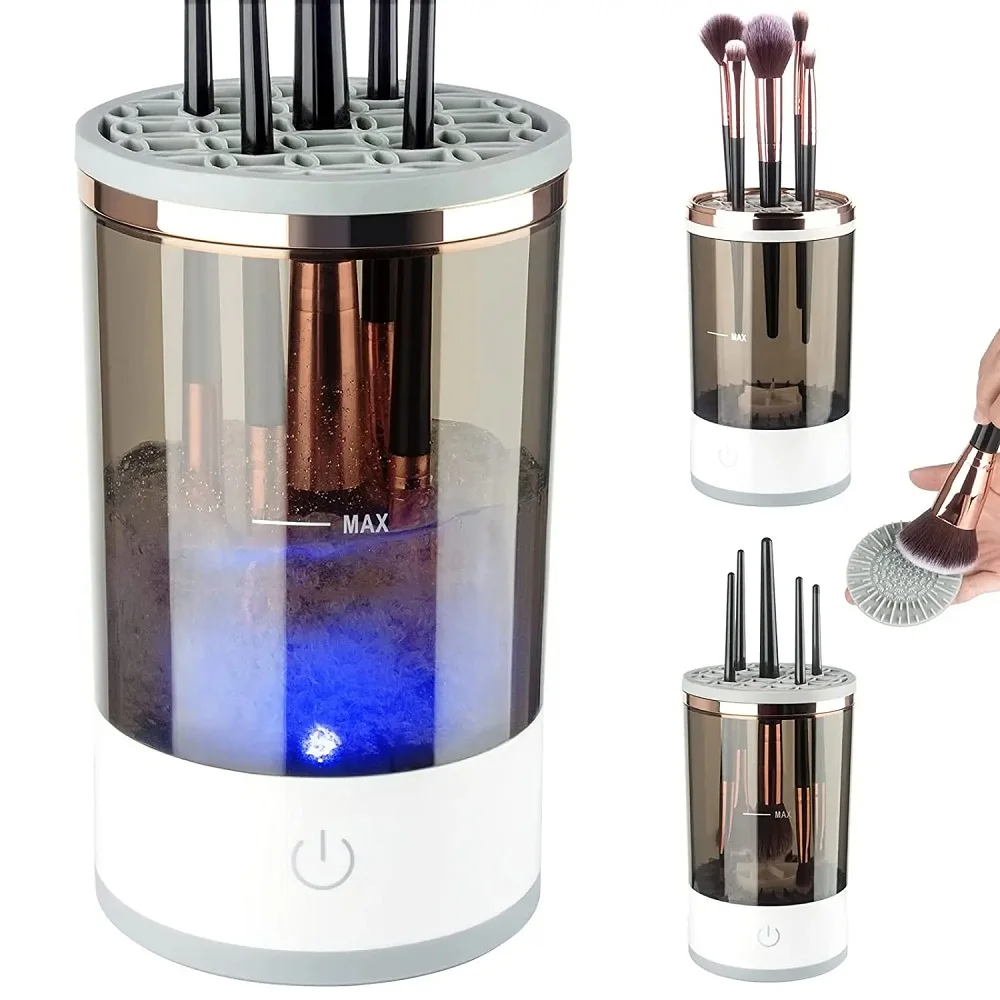 Limpiador de Brochas Automático Eléctrico, Máquina de Limpieza de Brochas de Maquillaje de Secado Rápido